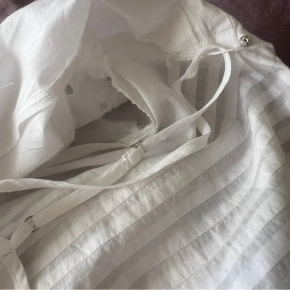 Madewell Pintucked Eyelet Mini Dress in White Cotton size large - Picture 11 of 11